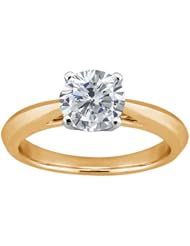 0.90 Ct Round H/I I1 Diamond 14K Yellow Gold Solitaire Ring