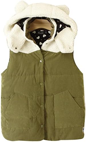Women's Patchwork Waistcoat Hooded Padded Vests Plus Size D212(Army Green,0X)
