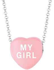 Light Pink Enamel "My Girl" Sweethearts Silver Necklace, 16 Inch