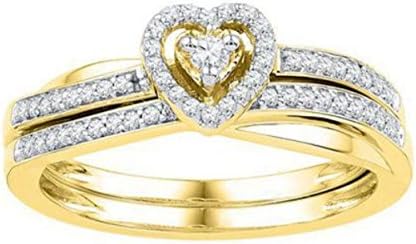 0.25 cttw 10k Yellow Gold Diamond Heart Bridal Ring Set (Sizes 3-11)