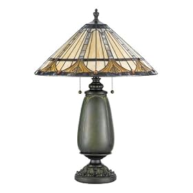 Quoizel Tiffany Table Lamp Tiffany Glass, 300 Pieces of Tiffany Glass #TF482T