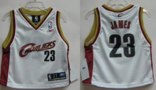 NBA Cleveland Cavaliers LeBron James Replica Reebok White Kids Toddler Jersey