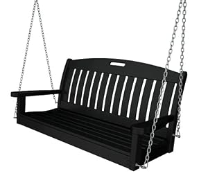 Polywood Outdoor Furniture Nautical 48 Inch Swing, Black-Recycled Plastic Materials