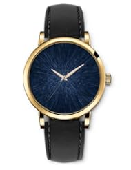 SPRAWL Aanalog Fashion Series Gold Ladies Watches of Genuine Black Leather Strap,Unique Wrist Watch for Women Girls Designed with Blue back in time