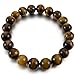 Men,Women's 10mm 12mm Bracelet Link Wrist Energy Stone Agate Brown Buddha Mala Beads