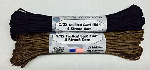 2 Piece Set - 100' 275 Tactical Cord (Black, Coyote)