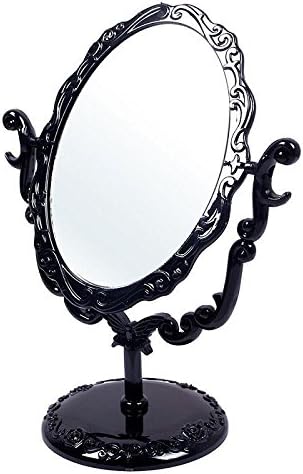 PrimaryKeyUS Chraming Practical1pc Desktop Rotatable Gothic Small Size Butterfly Mirror Black Acrylic Frame And Stand Delicated