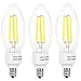 3-PACK 110V 4W E12 Clear LED Filament Bulbs - 2700K Warm White 40W Equivalent LED Filament Light Bulb - E12 Candelabra Base - 400LM 360 Degree Beam Angle