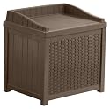 Suncast SSW1200 Mocha Resin Wicker 22-Gallon Storage Seat
