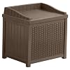 Suncast SSW1200 Mocha Resin Wicker 22-Gallon Storage Seat