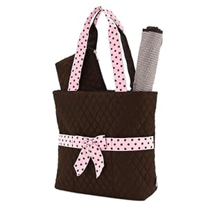Belvah Quilted 3pc Set Large Diaper Bag (Brown/Pink)