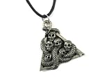 Gothic Snakes with Skulls Pewter Pendant with Adjustable Cord Necklace