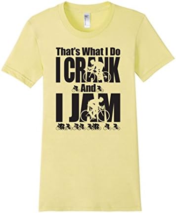 Women's That's What I Do I Crank and I Jam Bicycle Racing T Shirt Medium Lemon