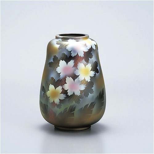 九谷焼 7.5号花瓶 花紋 【陶器,花器,フラワーベース】 