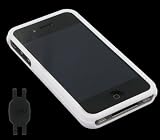 White Rubberized Hard Case for Apple iPhone 4 4th Generation with Shoe Silicone Pouch for Nike+ iPod Sensor, AT&T