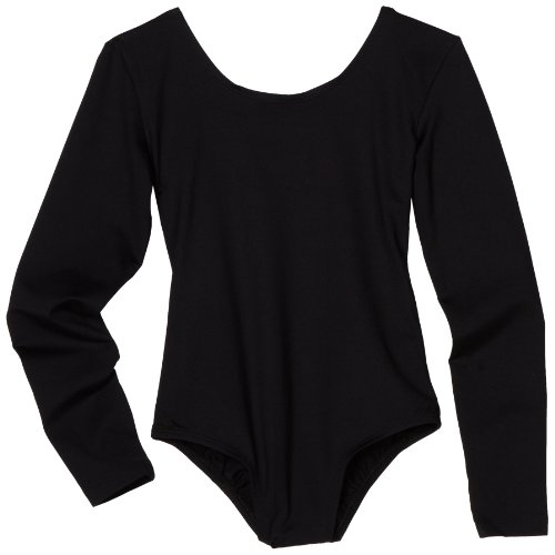 Danskin Little Girls' Long-Sleeve Leotard, Black, Small (4-6)