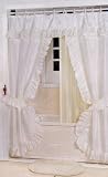 DOUBLE SWAG SHOWER CURTAIN, LINER & RINGS , White