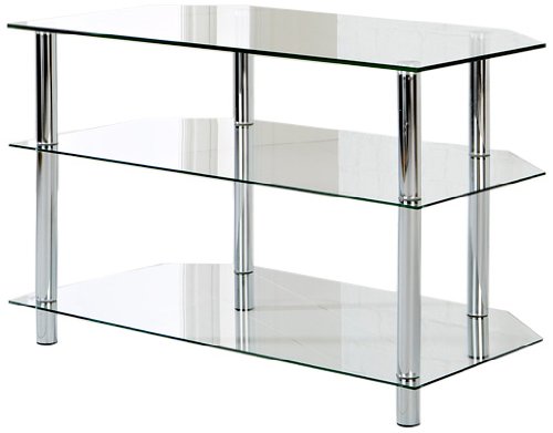 Furniture Solutions Odyssey Corner TV Unit, Clear Glass