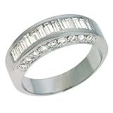 14k White Baguette 1.25 Ct Diamond Band Ring - Size 7.0