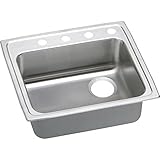 Elkao|#Elkay LRAD252140R4 18 Gauge Stainless Steel 25 Inch x 21.25 Inch x 4 Inch single Bowl Top Mou