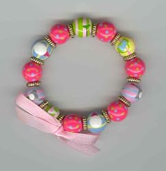 Golf Theme Beaded Bracelet with Pink Ribbon