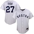 Majestic Boston Red Sox #27 Carlton Fisk Grey Throwback Replica Jersey