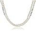 Sterling Silver White Freshwater Cultured Pearl and Cubic Zirconia w/ Extender Clasp Double Row Necklace