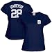 Majestic Detroit Tigers #28 Curtis Granderson Ladies Navy Blue Player T-shirt (Medium)