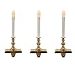 Set of 3 Lighted Brass Christmas Stocking Holders With Candle Lamps