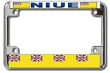 Niue Flag Chrome Metal Motorcycle License Plate Frame