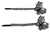 High Fashion 2pc Sparkle Jewelry Black Butterlip Hairclips - Rhinestone Butterfly Hairclip (2pc)