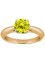 1.10 Ct Round Canary SI1/SI2 Diamond 14K Yellow Gold Solitaire Ring