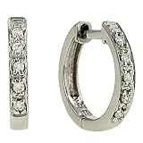 Pave Diamond Hinged Hoop Earrings Diamond .08cttw