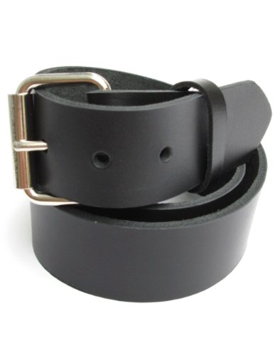 Mens Heavy Duty Black Leather Belt 1 1/2