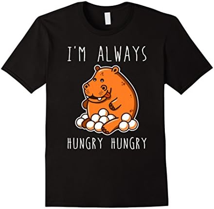 Men's I'm Always Hungry Hungry - Hungry Hippo T-Shirt Large Black