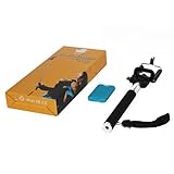 【i-Ever】3点セット 自分撮り スマートフォン用 Bluetoothシャッターリモコン 自分撮り一脚モノポッド スマホホルダー ブルートゥース リモコンで楽しく画像・動画・撮影可能 APPをダウンロードしなくても使用可能 iPhone5 スマホ スマートフォン  一脚 伸縮可能 自分撮り iPhone?GalaxyNoteサイズまで対応  軽量 携帯便利 長さや角度自由調整可 スマホやカメラ写真撮影用スタンド (ブラック＆ブルー)