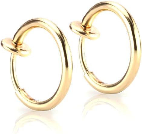 Great Matching Medium Size Fake Clip On Earrings, Non Piercing Hoop Earrings, Fake Body Jewelry, Hypoallergenic