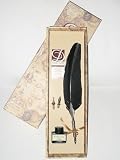 Produkt-Bild: Kalligraphie - Geschenk - Set mit echter G&auml;nsefeder in schwarz