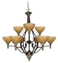 Nuvo Lighting 60/2479 Rockport 9-Light Two Tier Chandelier with Sepia Glass, Dorado Bronze