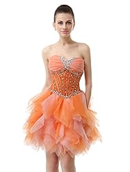 Sleeveless Beaded Sequined Crystal  Crystals Organza Cocktail Above the Knee Short  Dress With Rhinestones