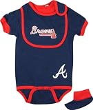 Atlanta Braves Baby Bib and Bootie Creeper Set