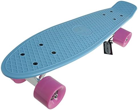 Welcomeget 22" Standard Complete Skateboard Retro Board Selectable Colors (blue-pink)