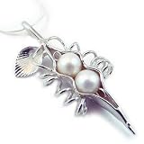 Two Peas in a Pod Necklace - Sterling Silver with White Freshwater Pearls