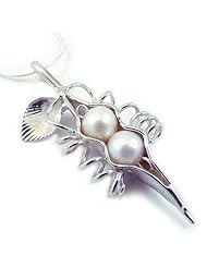 Pea Pod Necklace - Sterling Silver with Two White Freshwater Pearls