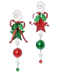8" Christmas Brites Red Glitter Star & Ball Dangle Ornament