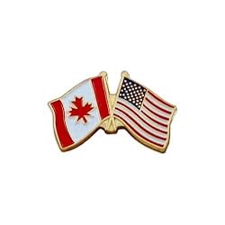 Canada Flag - Left - and USA Flag - Right - Lapel Pin