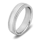 14k White Gold Milgrained Women's Wedding Band