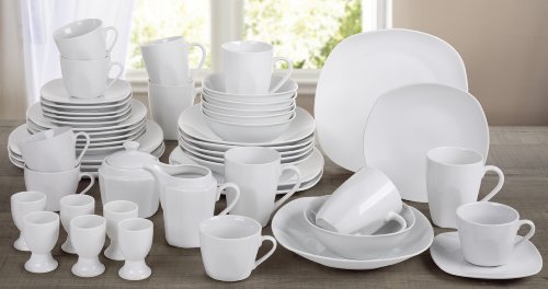 50 Piece White Square Dinner Set ***FREE DELIVERY***