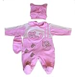 Abentiny Babykombination 3-teilig, aus 100% Baumwoll, rose
