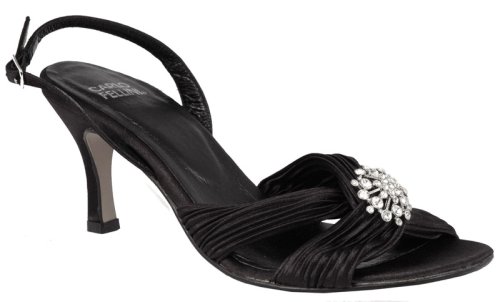 Hard Satin Shoe with Rhinestone Adornment Evening Shoe - (Abigail)